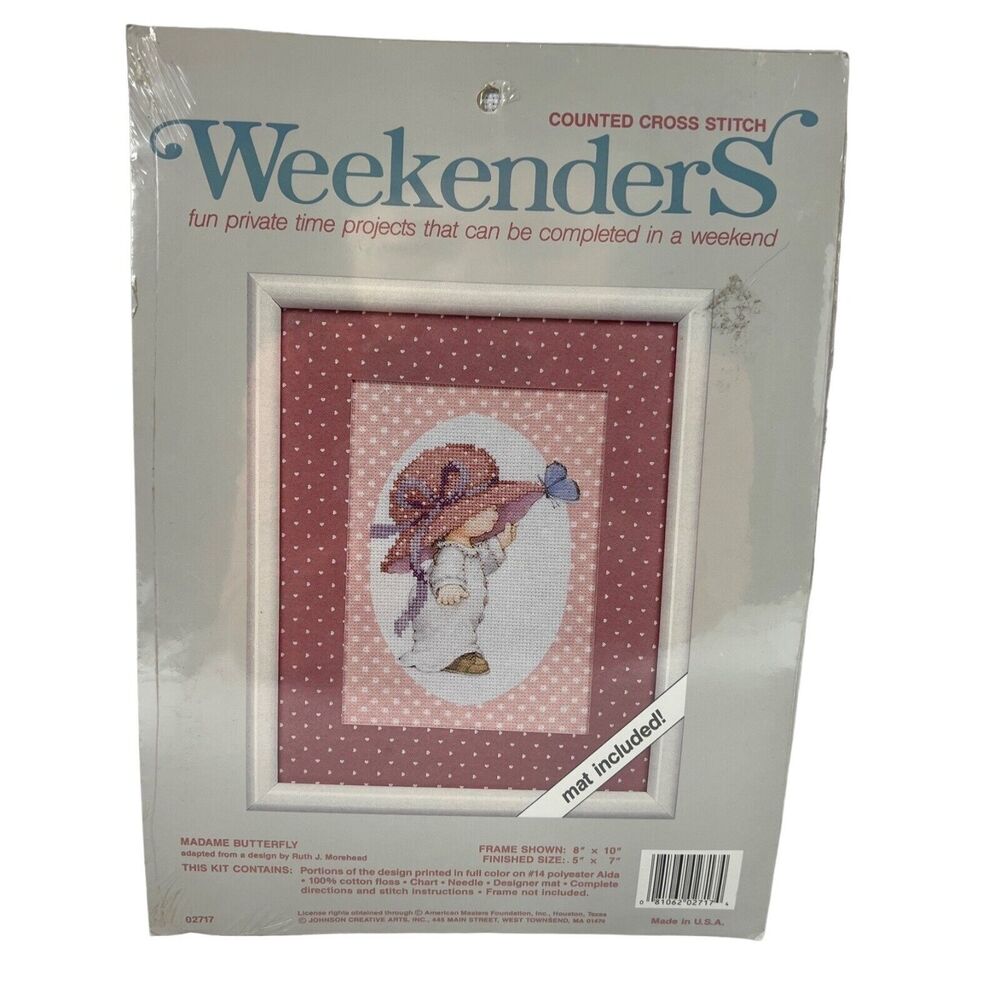 WEEKENDERS Counted Cross Stitch Kit "Madame Butterfly" With Mat #02717